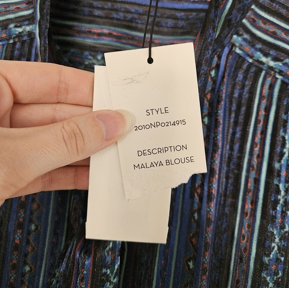 Veronica Beard Navy Malaya Mixed Stripe Tie Silk Button Down Blouse NWT Size 10 - Picture 8 of 14